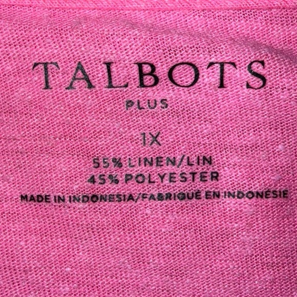 TALBOTS DROP SHOULDER V-NECK TEE - Plus 1X Brilliant Pink - Picture 6 of 13